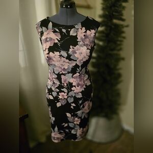 Floral Black and Pink Women's Dress